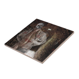 SlipperyJoe's muscular ghost stone dimly lit tunne Ceramic Tile