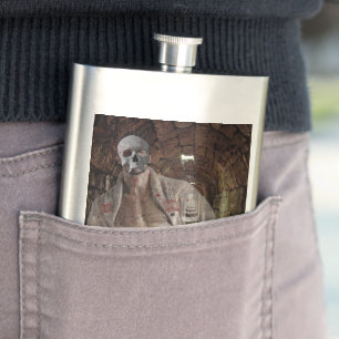 SlipperyJoe's muscular ghost stone dimly lit tunne Hip Flask