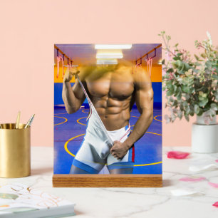 SlipperyJoe's muscular man bulge six-pack gym trai Acrylic Sign