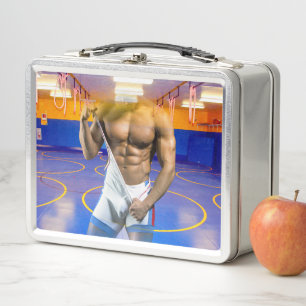 SlipperyJoe's muscular man bulge six-pack gym trai Metal Lunch Box