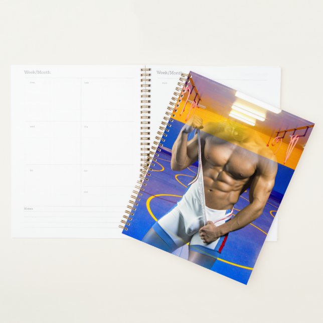 SlipperyJoe's muscular man bulge six-pack gym trai Planner (Display)