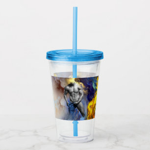 SlipperyJoe's muscular man physique steamy shirtle Acrylic Tumbler