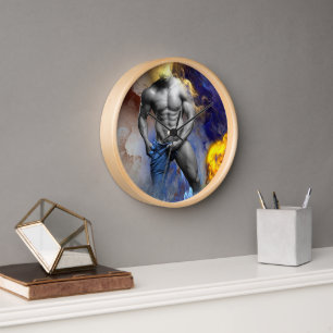 SlipperyJoe's muscular man physique steamy shirtle Clock