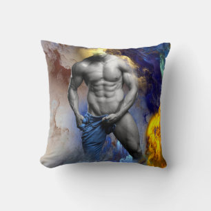 SlipperyJoe's muscular man physique steamy shirtle Cushion