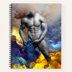 SlipperyJoe's muscular man physique steamy shirtle Notebook