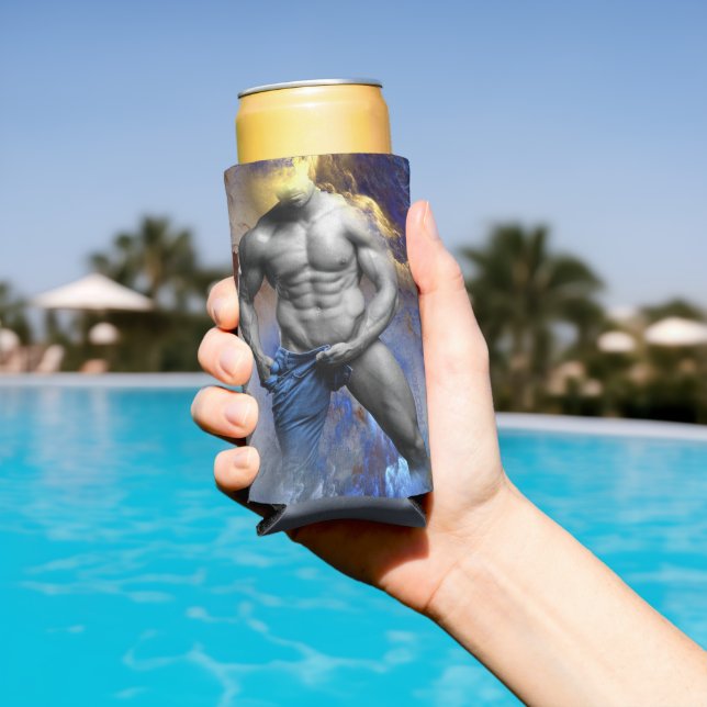 SlipperyJoe's muscular man physique steamy shirtle Seltzer Can Cooler (In Situ Pool)