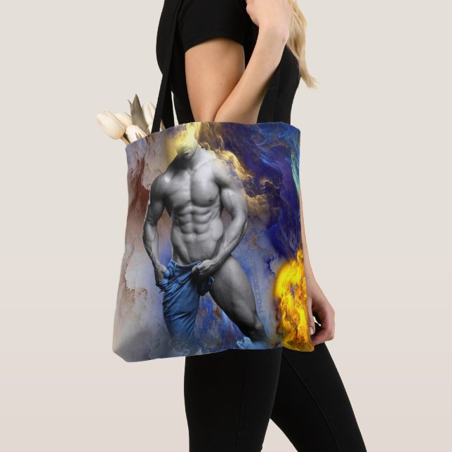 SlipperyJoe's muscular man physique steamy shirtle Tote Bag (Close Up)
