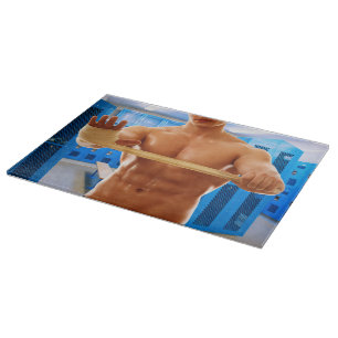 SlipperyJoe's muscular man shirtless chest 6-pack Cutting Board