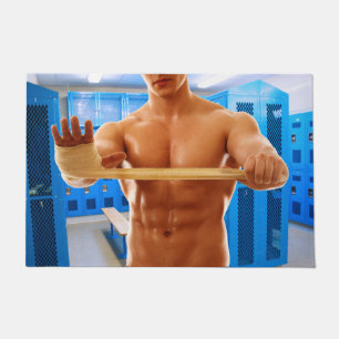 SlipperyJoe's muscular man shirtless chest 6-pack  Doormat