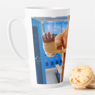 SlipperyJoe's muscular man shirtless chest 6-pack  Latte Mug