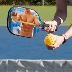 SlipperyJoe's muscular man shirtless chest 6-pack  Pickleball Paddle
