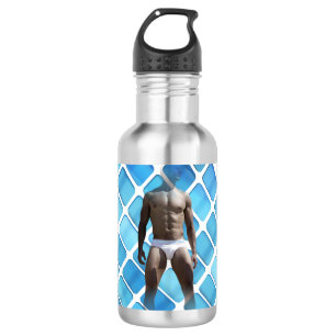 SlipperyJoe's muscular man six-pack abs white unde 532 Ml Water Bottle