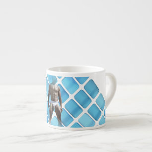 SlipperyJoe's muscular man six-pack abs white unde Espresso Cup