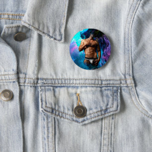 SlipperyJoe's muscular man underwear bulge cosmic  6 Cm Round Badge