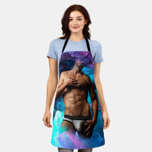 SlipperyJoe's muscular man underwear bulge cosmic  Apron