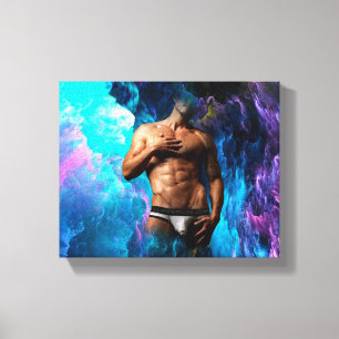 SlipperyJoe's muscular man underwear bulge cosmic Canvas Print