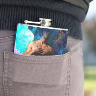 SlipperyJoe's muscular man underwear bulge cosmic Hip Flask