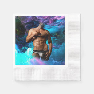SlipperyJoe's muscular man underwear bulge cosmic  Napkin