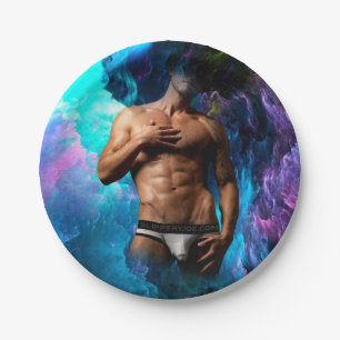 SlipperyJoe's muscular man underwear bulge cosmic  Paper Plate