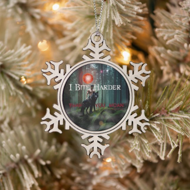 SlipperyJoe's mystical Halloween-style atmosphere  Snowflake Pewter Christmas Ornament (Tree)