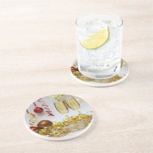 SlipperyJoe's New Year’s celebration toast golden  Coaster