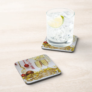 SlipperyJoe's New Year’s celebration toast golden Coaster