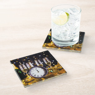 SlipperyJoe's New Year thrilling moments classic c Glass Coaster
