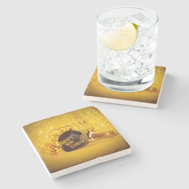 SlipperyJoe's New Year's Eve celebration festive g Stone Coaster (Side)