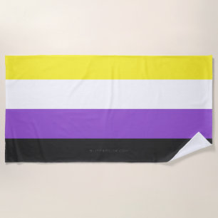 SlipperyJoe's Nonbinary Pride Flag gay gifts LGBTQ Beach Towel