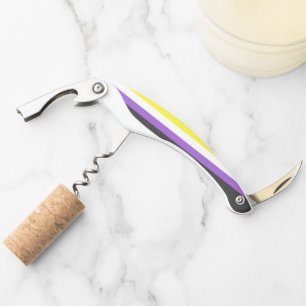 SlipperyJoe's Nonbinary Pride Flag gay gifts LGBTQ Corkscrew