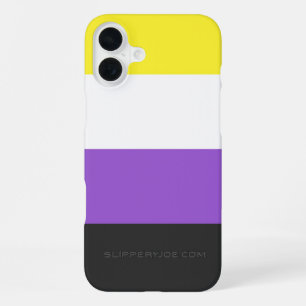SlipperyJoe's Nonbinary Pride Flag gay gifts LGBTQ iPhone 16 Plus Case