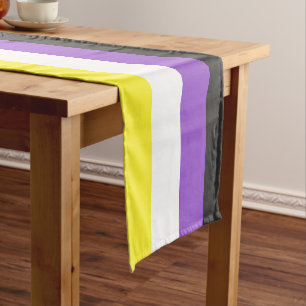SlipperyJoe's Nonbinary Pride Flag gay gifts LGBTQ Short Table Runner
