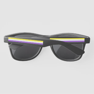 SlipperyJoe's Nonbinary Pride Flag gay gifts LGBTQ Sunglasses