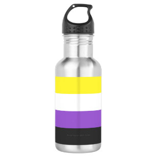 SlipperyJoe's Nonbinary Pride Flag yellow white pu 532 Ml Water Bottle