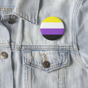 SlipperyJoe's Nonbinary Pride Flag yellow white pu 6 Cm Round Badge
