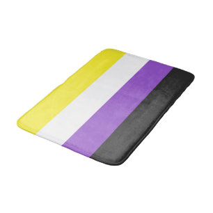 SlipperyJoe's Nonbinary Pride Flag yellow white pu Bath Mat