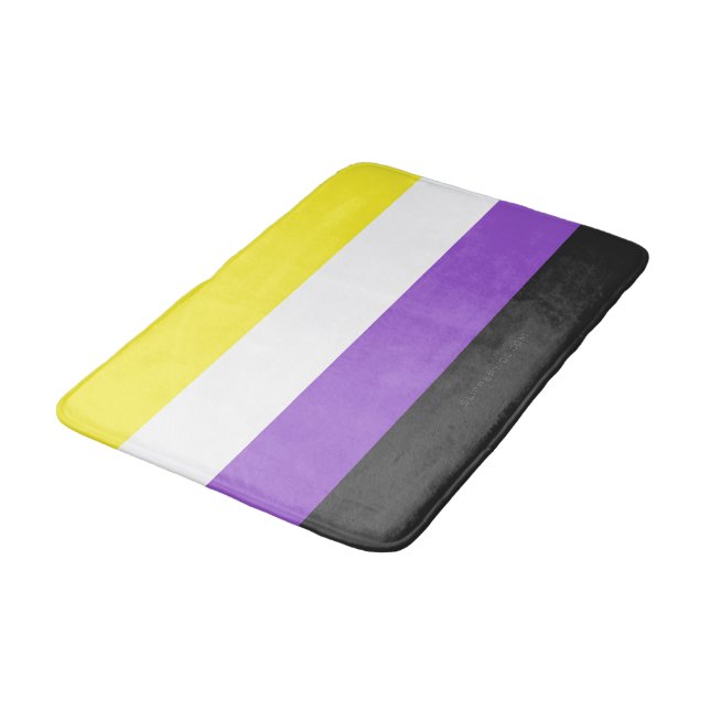 SlipperyJoe's Nonbinary Pride Flag yellow white pu Bath Mat (Angled)