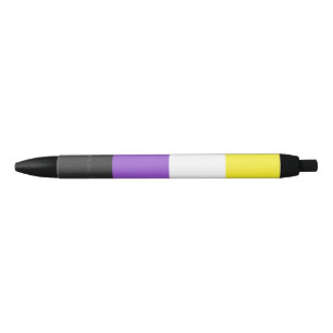 SlipperyJoe's Nonbinary Pride Flag yellow white pu Black Ink Pen