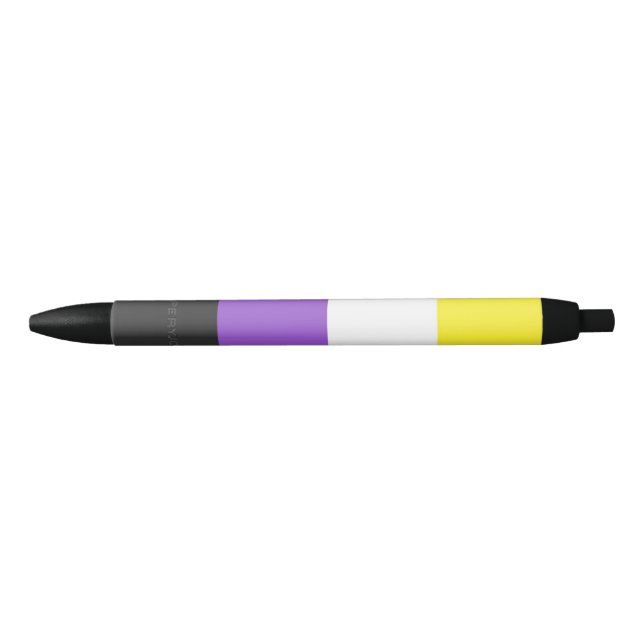 SlipperyJoe's Nonbinary Pride Flag yellow white pu Black Ink Pen (Front)