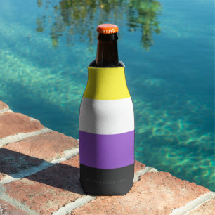SlipperyJoe's Nonbinary Pride Flag yellow white pu Bottle Cooler