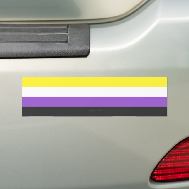 SlipperyJoe's Nonbinary Pride Flag yellow white pu Bumper Sticker (On Car)