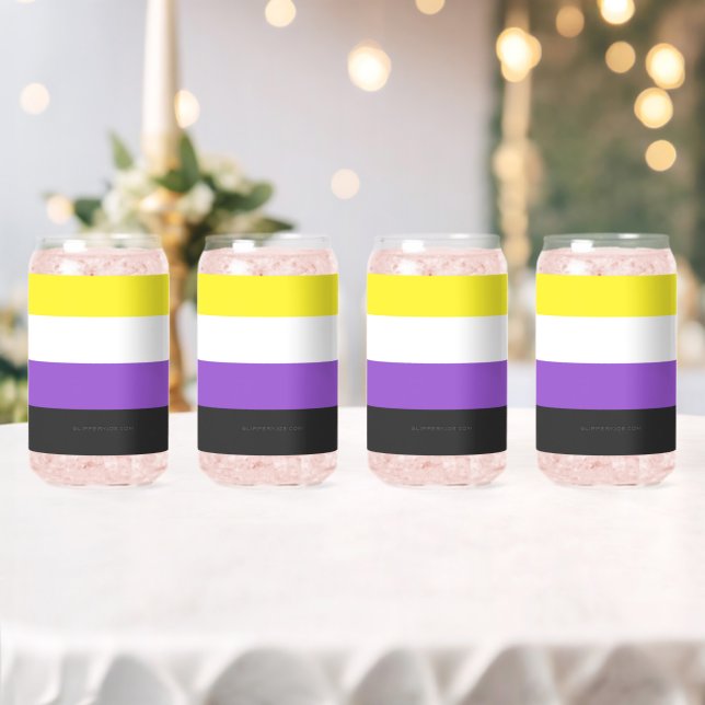 SlipperyJoe's Nonbinary Pride Flag yellow white pu Can Glass (Insitu (Wedding))