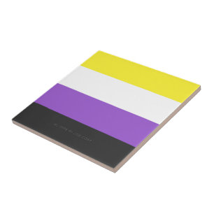 SlipperyJoe's Nonbinary Pride Flag yellow white pu Ceramic Tile