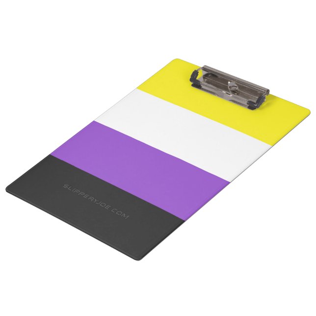 SlipperyJoe's Nonbinary Pride Flag yellow white pu Clipboard (Angled)
