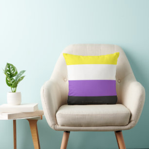 SlipperyJoe's Nonbinary Pride Flag yellow white pu Cushion