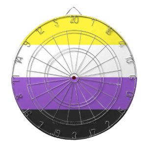 SlipperyJoe's Nonbinary Pride Flag yellow white pu Dartboard