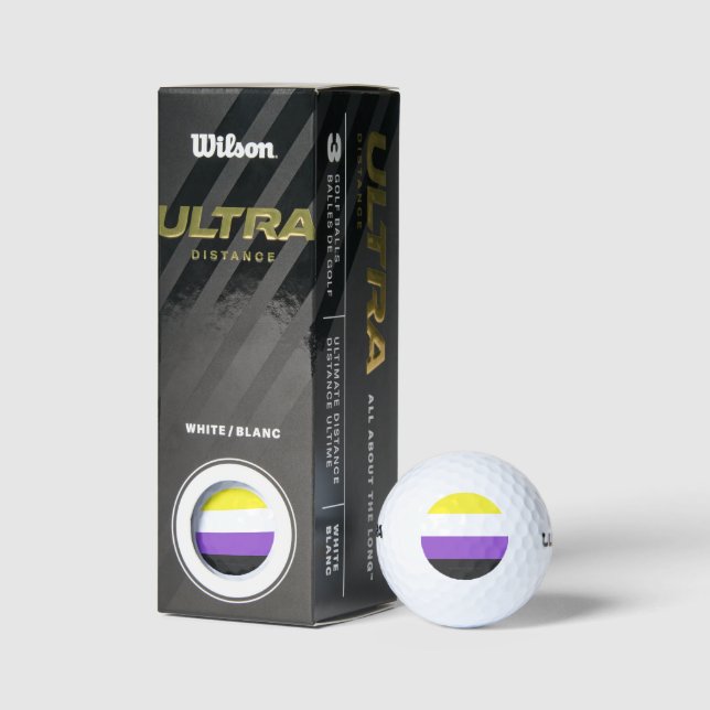 SlipperyJoe's Nonbinary Pride Flag yellow white pu Golf Balls (Packaging)