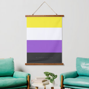 SlipperyJoe's Nonbinary Pride Flag yellow white pu Hanging Tapestry