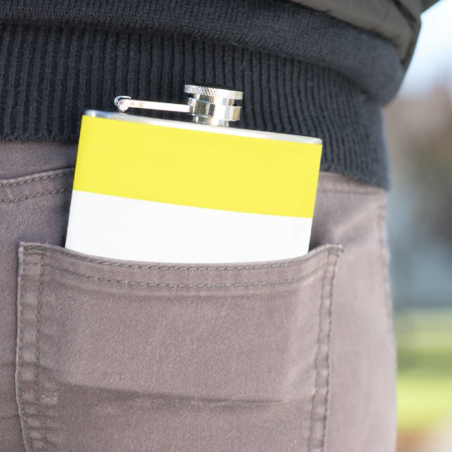 SlipperyJoe's Nonbinary Pride Flag yellow white pu Hip Flask (In Situ)