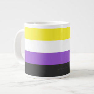 SlipperyJoe's Nonbinary Pride Flag yellow white pu Large Coffee Mug